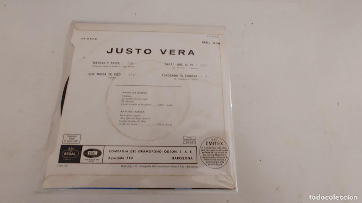Discos de vinilo: JUSTO VERA-EP MARTES Y TRECE +3 - Foto 2