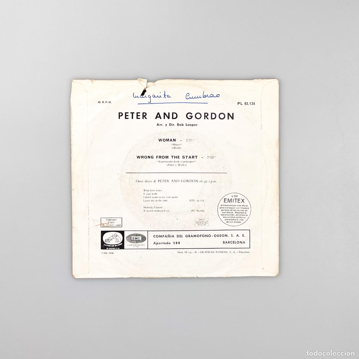 Discos de vinilo: SINGLE. Peter And Gordon. Woman (VG/G) - Foto 2
