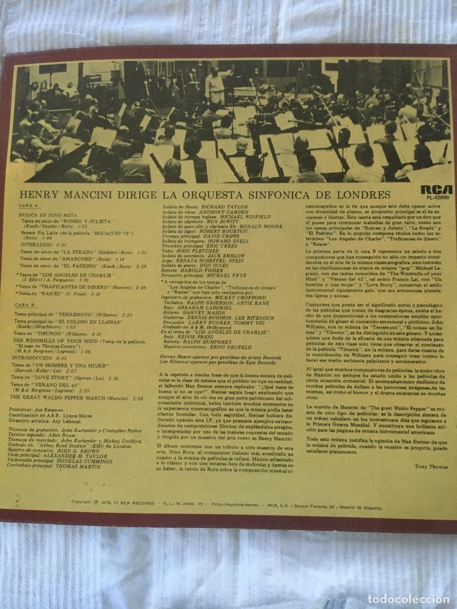 Discos de vinilo: HENRY MANCINI. -Orquesta Sinf&oacute;nica de Londres - Foto 3