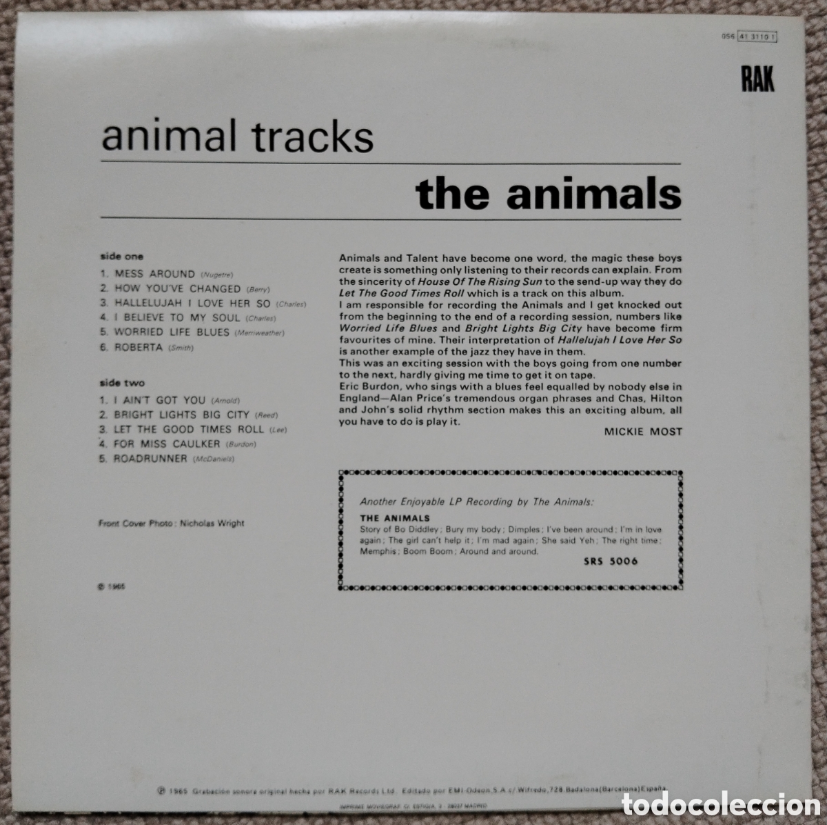 Discos de vinilo: The Animals - Animal Tracks - Foto 2