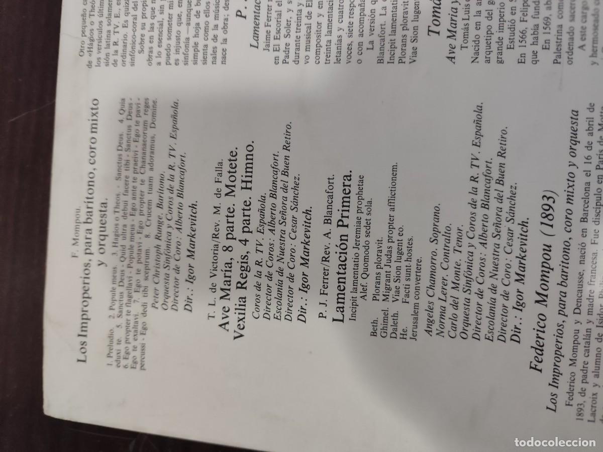 Discos de vinilo: LOS IMPROPERIOS / MOMPOU / IGOR MARKEVITCH / DESP 9 / PHILIPS - Foto 4