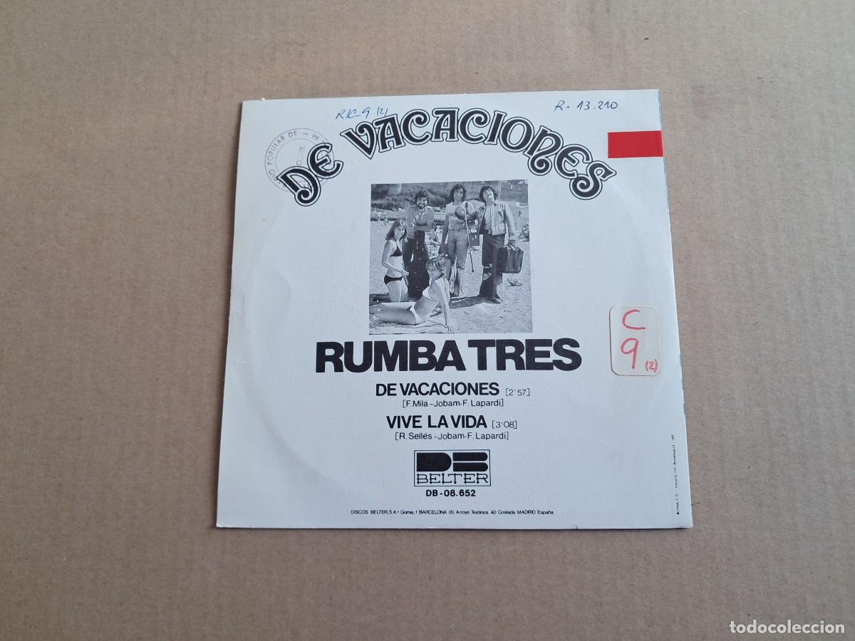 Discos de vinilo: RUMBA TRES - DE VACACIONES SINGLE 1977 - Foto 3