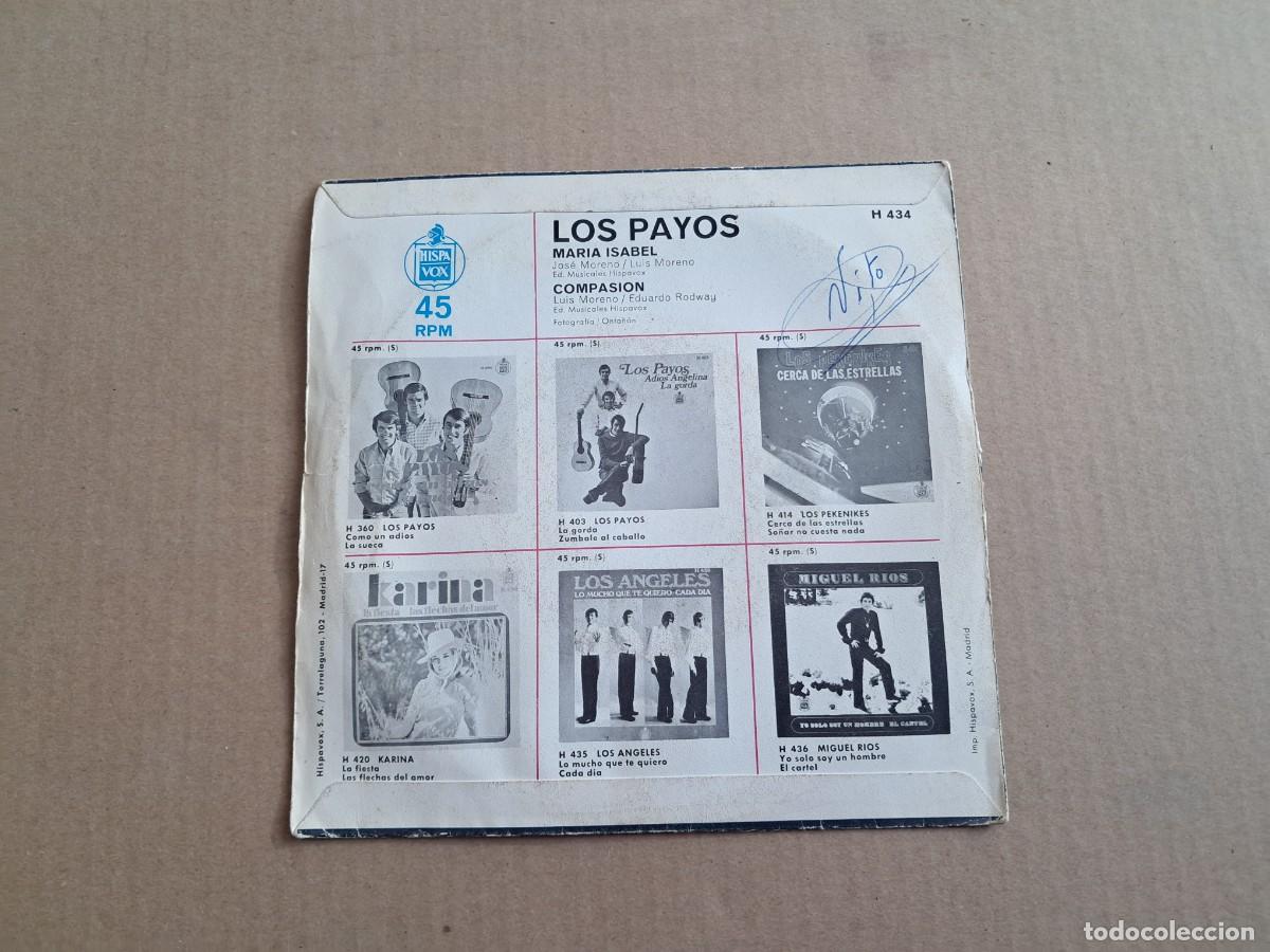 Discos de vinilo: LOS PAYOS - MARIA ISABEL SINGLE 1969 - Foto 3