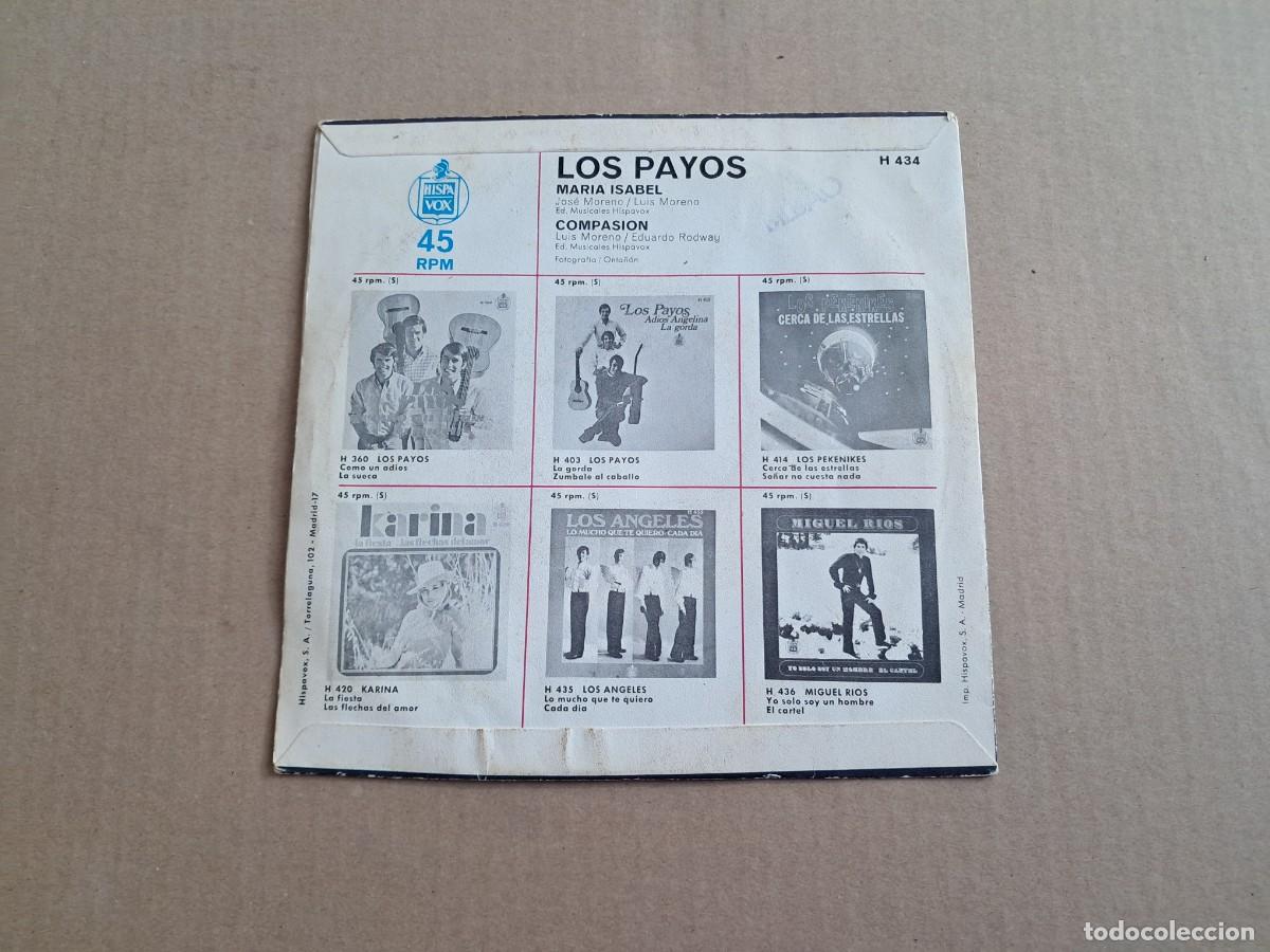Discos de vinilo: LOS PAYOS - MARIA ISABEL SINGLE 1969 - Foto 3