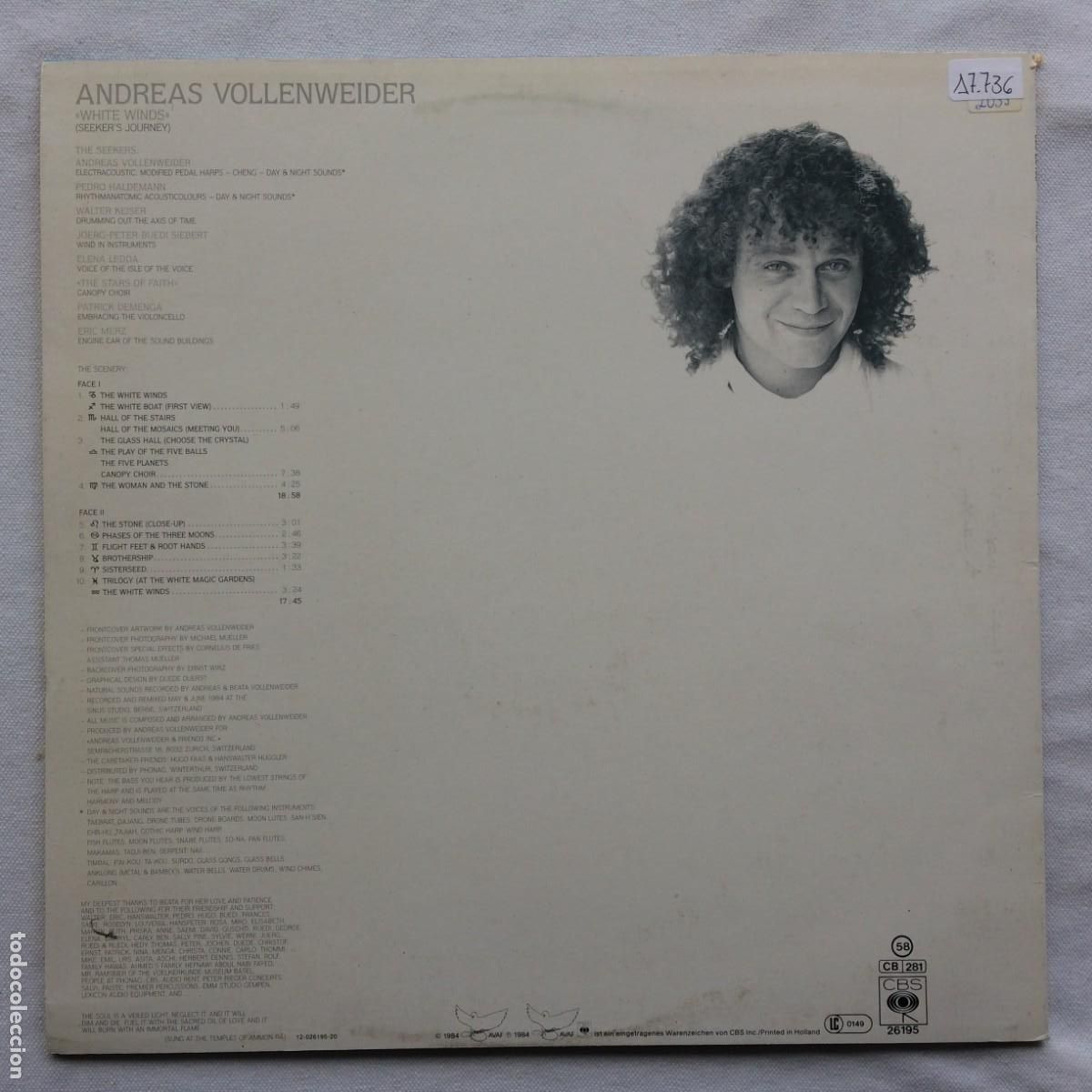 Discos de vinilo: Andreas Vollenweider &ndash; White Winds Germany 1984 CBS - Foto 2