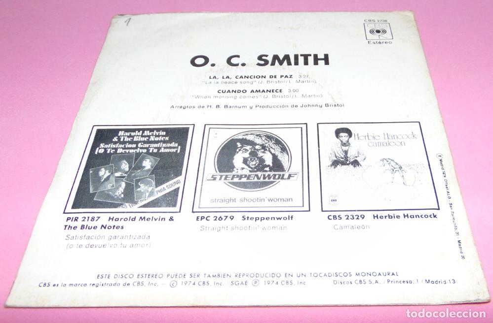 Discos de vinilo: O.C. Smith &ndash; La, La, Canci&oacute;n De Paz - SINGLE 1974 - Foto 2