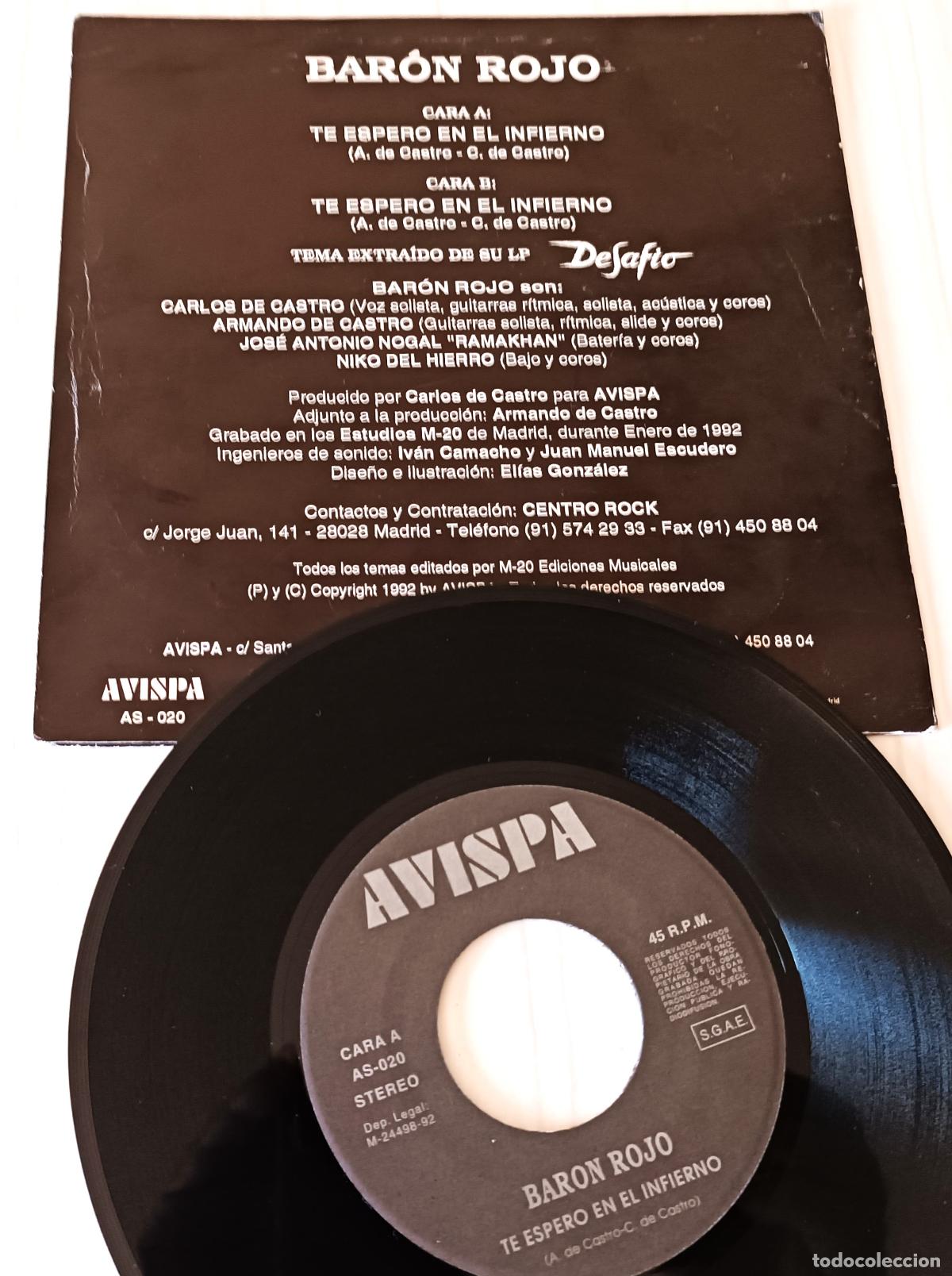 Discos de vinilo: BARON ROJO - TE ESPERO EN EL INFIERNO AVISPA - 1992 - Foto 2