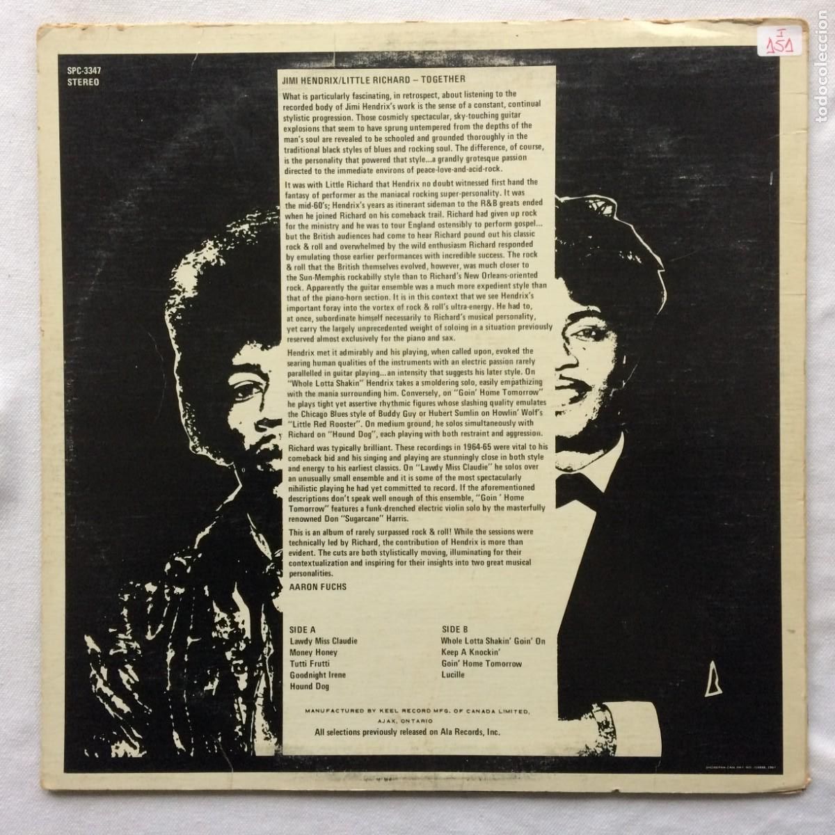 Discos de vinilo: Jimi Hendrix / Little Richard &ndash; Together Canada Pickwick - Foto 2