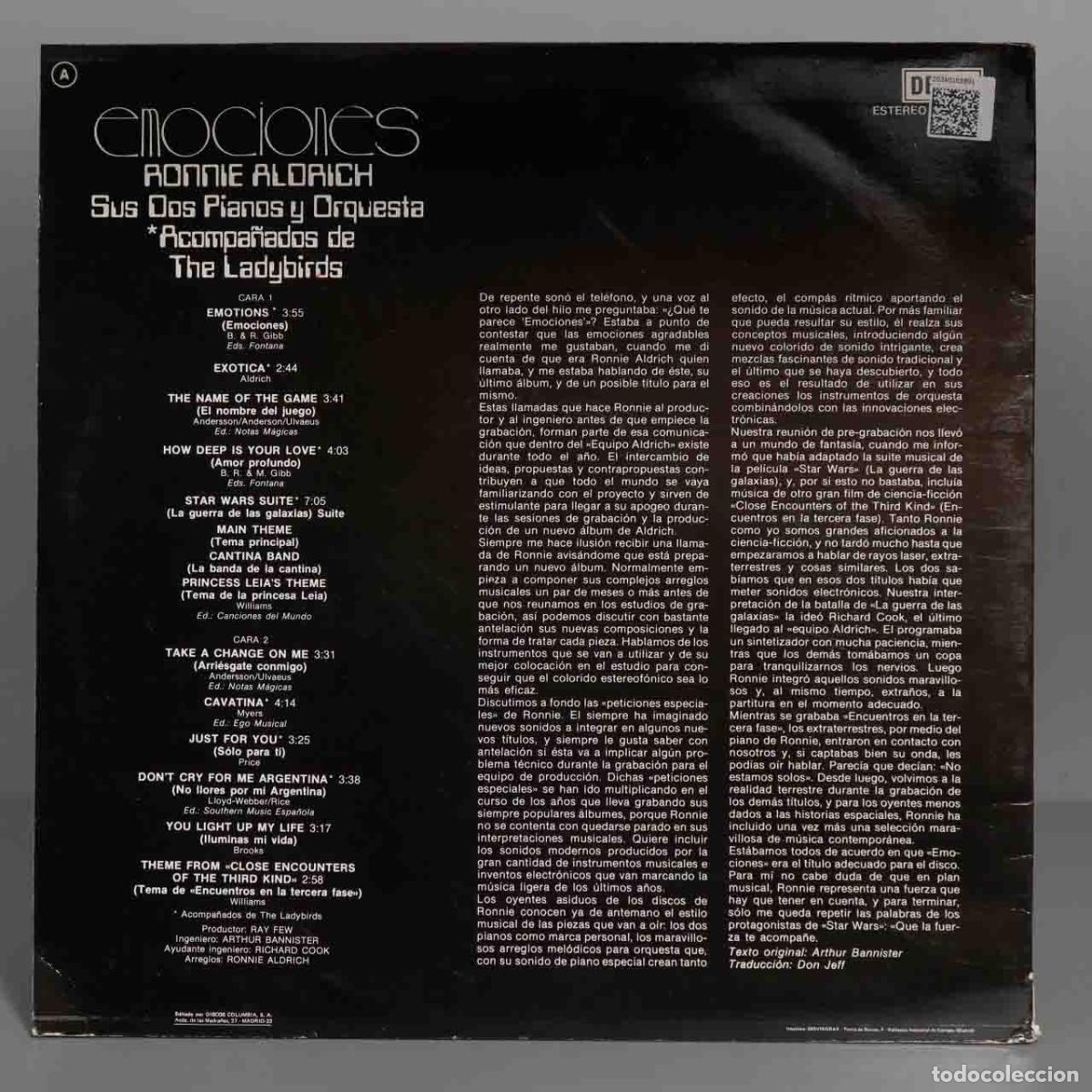 Discos de vinilo: LP. Ronnie Aldrich &ndash; Emociones - Foto 2