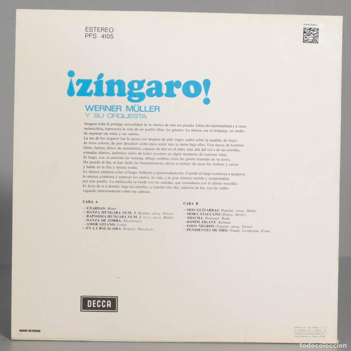 Discos de vinilo: LP. Werner M&uuml;ller Y Su Orquesta &ndash; &iexcl;Z&iacute;ngaro! - Foto 2