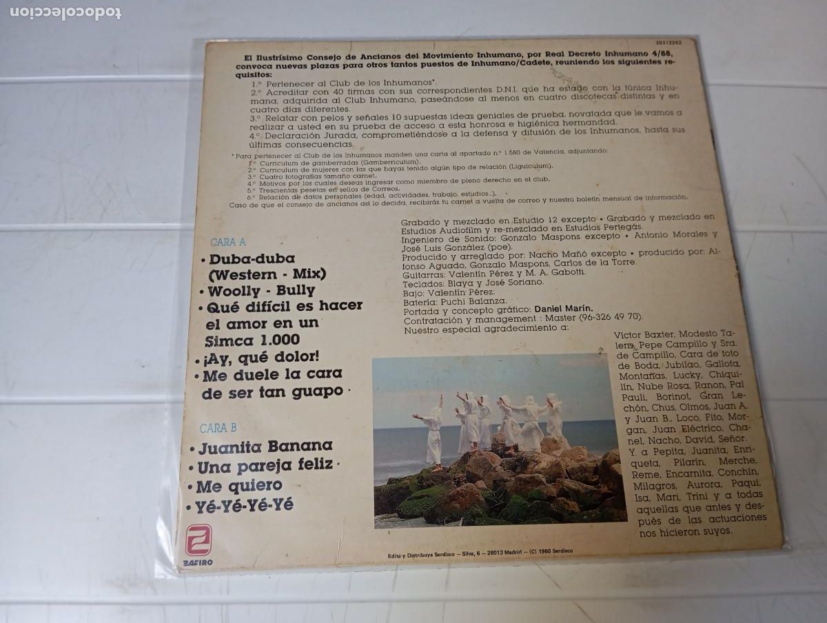 Discos de vinilo: LP LOS INHUMANOS - 30 HOMBRES SOLOS - Foto 2