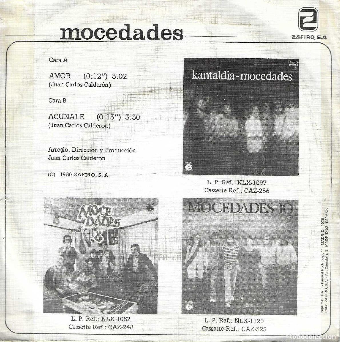 Discos de vinilo: MOCEDADES - AMOR / ACUNABLE - ZAFIRO 1980 - Foto 4