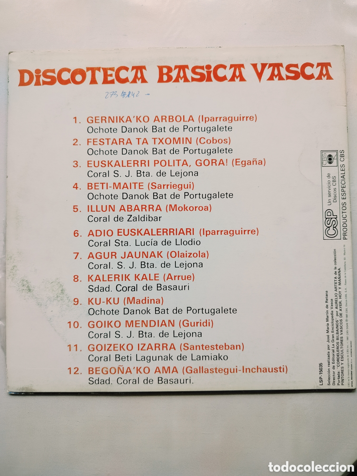 Discos de vinilo: LP Discoteca B&aacute;sica Vasca - Foto 2