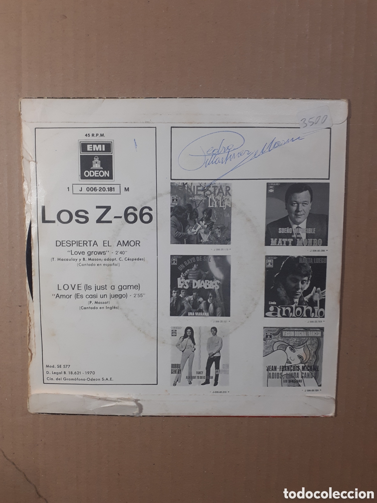 Discos de vinilo: Z 66. Despierta el amor. 1970 - Foto 2
