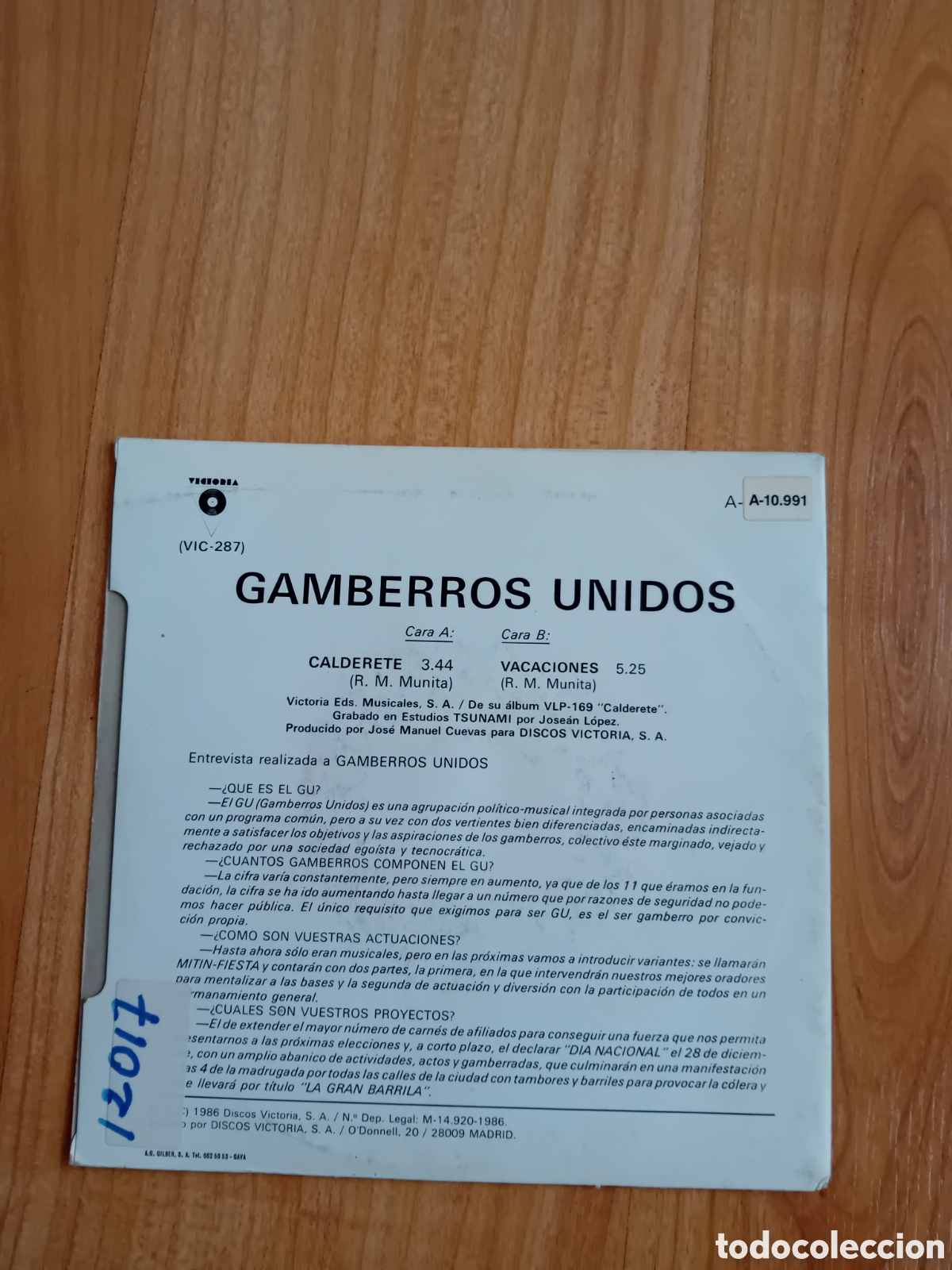 Discos de vinilo: GAMBERROS UNIDOS. CALDERETE - Foto 2