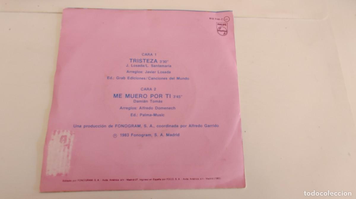 Discos de vinilo: LORENZO SANTAMARIA-SINGLE TRISTEZA - Foto 2