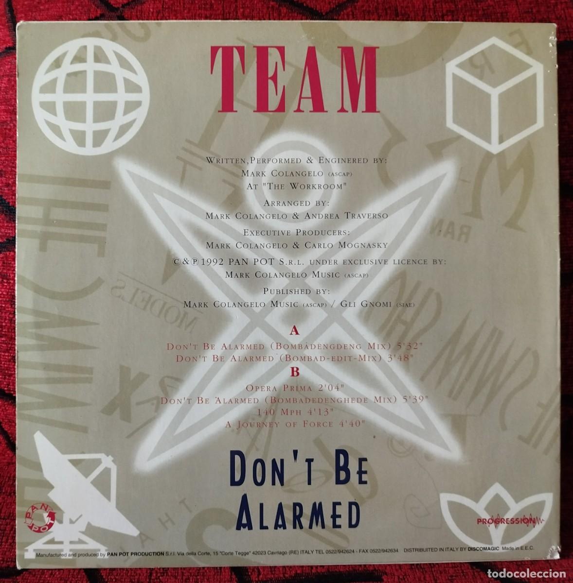 Discos de vinilo: TEAM ** Dont Be Alarmed ** MAXI SINGLE VINILO ITALIA 1992 - Foto 2