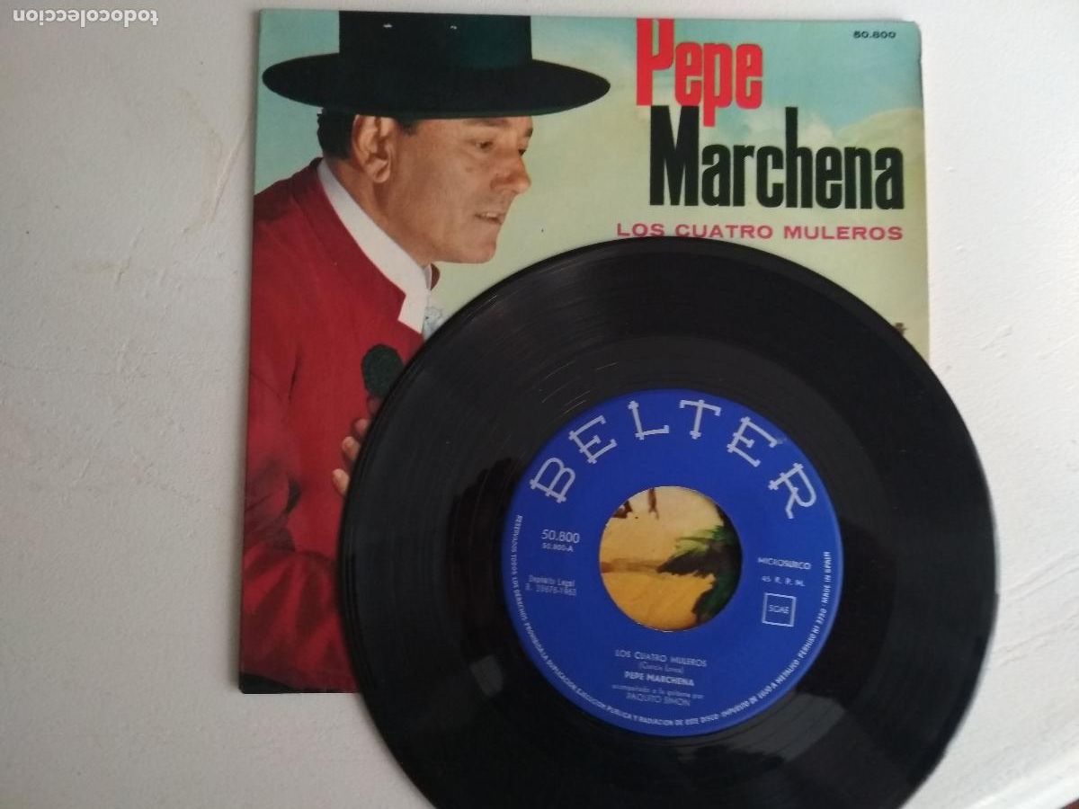 Discos de vinilo: Pepe Marchena &lrm;&ndash; Los Cuatro Muleros / La Rosa 1963 - Foto 2
