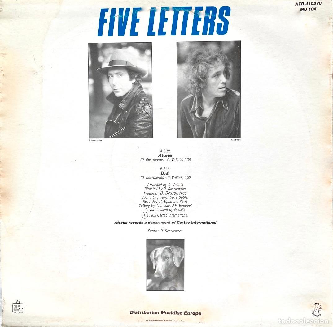 Discos de vinilo: FIVE LETTERS. ALONE. MAXISINGLE FRANCIA 3 TEMAS - Foto 2