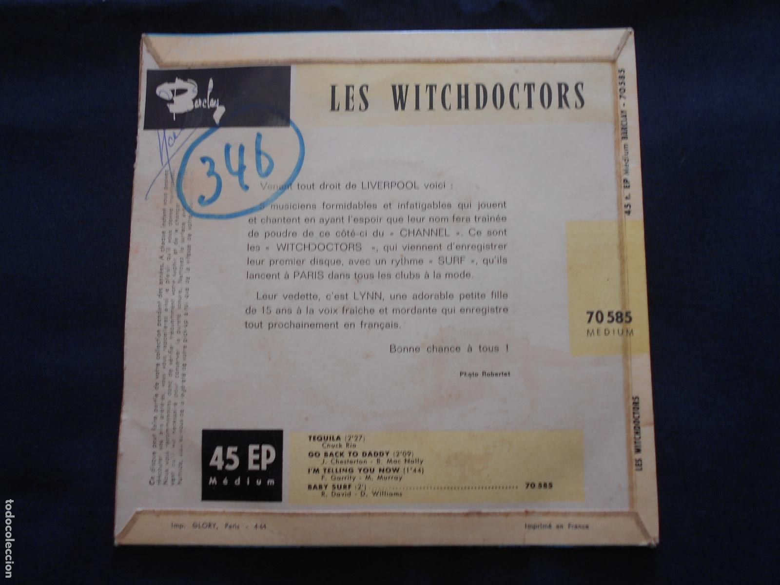 Discos de vinilo: EP LES WITCHDOCTORS - SURF // TEQUILA + 3 - Foto 2