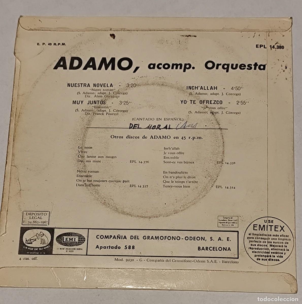 Discos de vinilo: SINGLE ADAMO, CANTA EN ESPA&Ntilde;OL - Foto 2