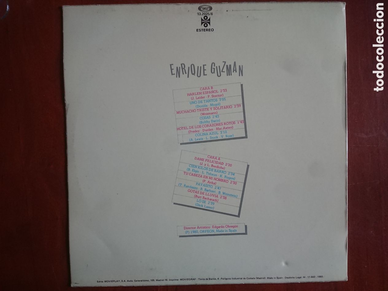 Discos de vinilo: Enrique Guzm&aacute;n - LP - Edici&oacute;n espa&ntilde;ola - Foto 2