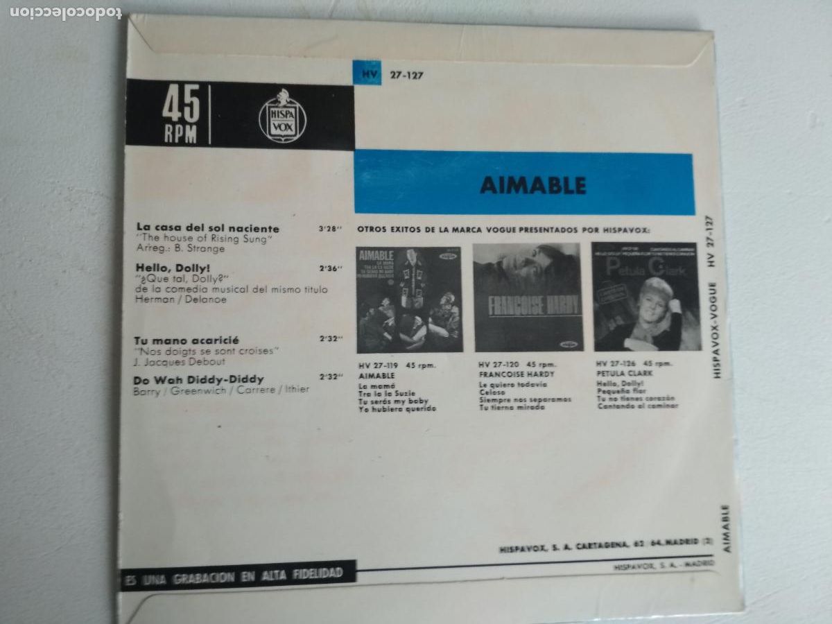 Discos de vinilo: Aimable &lrm;&ndash; La Casa Del Sol Naciente 1964 ed espa&ntilde;ola - Foto 4