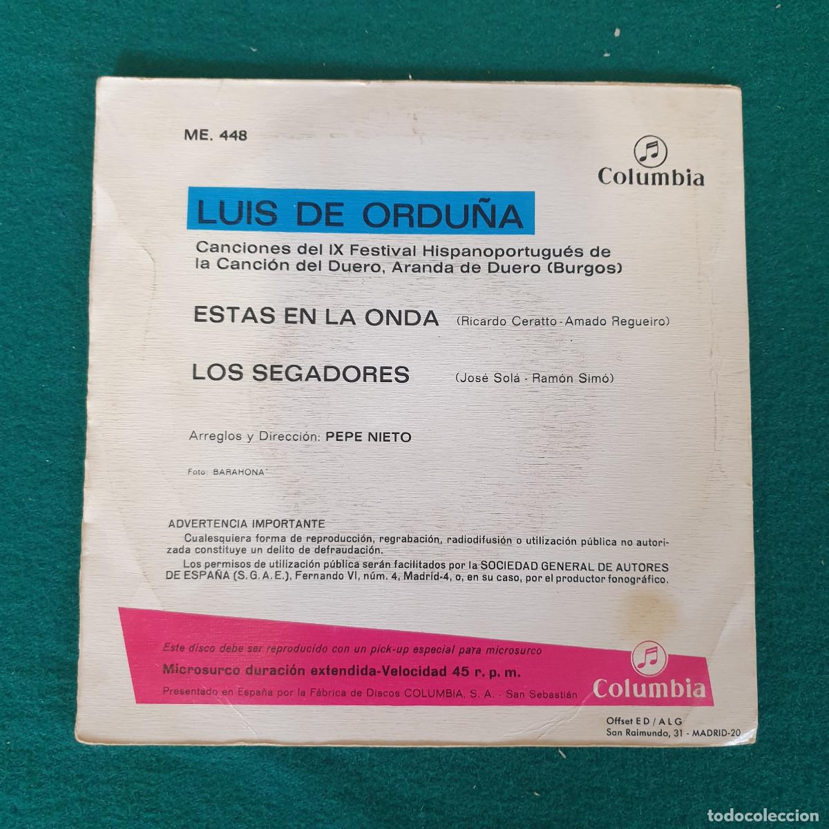 Discos de vinilo: Luis De Ordu&ntilde;a &ndash; Est&aacute;s En La Onda + 1 - Foto 2