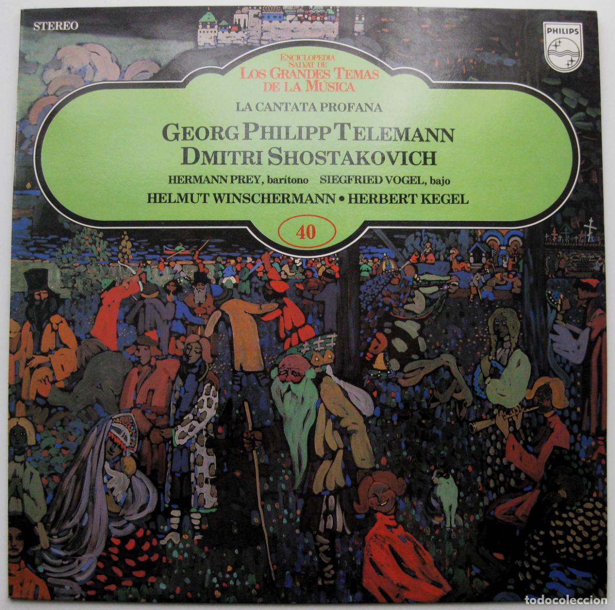 Discos de vinil: Los Grandes Temas De La M&uacute;sica N.40 Telemann/Shostakovich - La Cantata Profana - LP Philips 1983 BPY