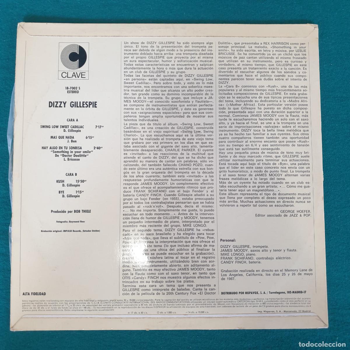 Discos de vinilo: Dizzy Gillespie &ndash; Swing Low, Sweet Cadillac - Foto 2