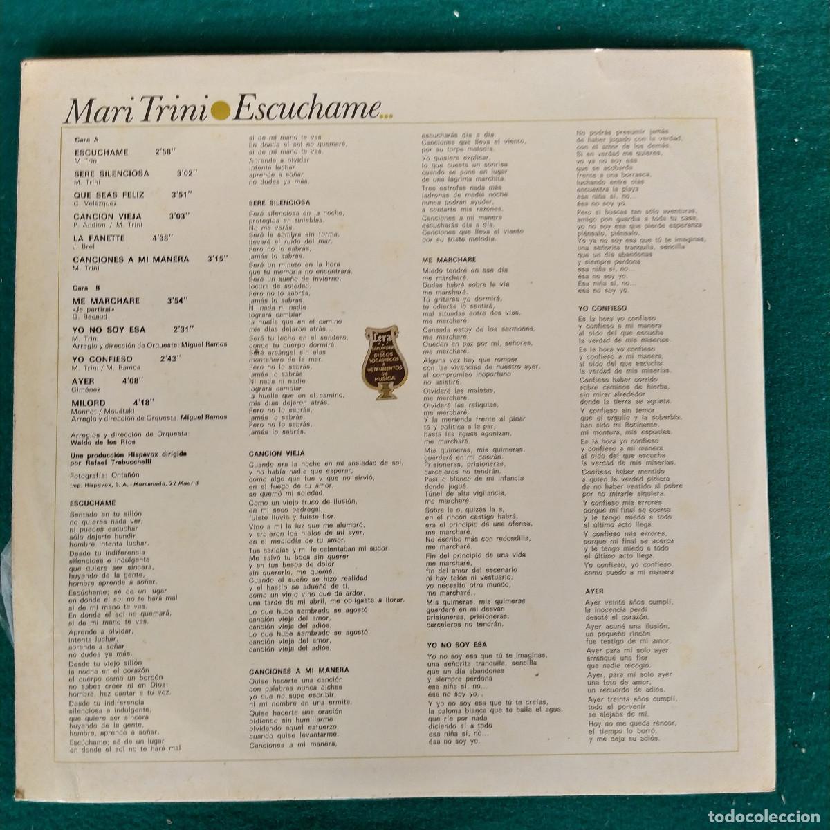 Discos de vinilo: Mari Trini &ndash; Escuchame... - Foto 2