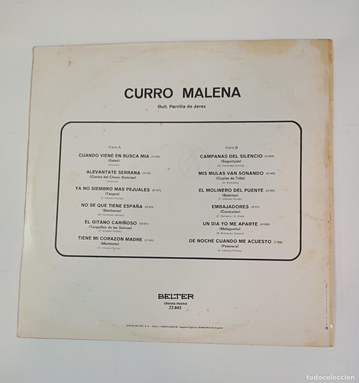 Discos de vinilo: CURRO MALENA. LP. TDKLP6 - Foto 2