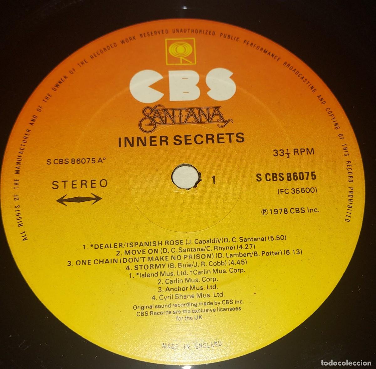 Discos de vinilo: LP SANTANA INNER SECRETS CBS A&Ntilde;O 1978 ENGLAND - Foto 4