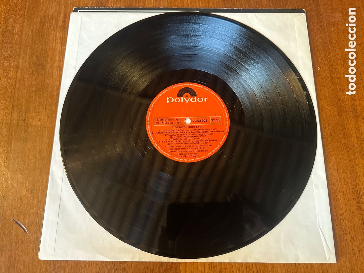 Discos de vinilo: GEORGES MOUSTAKI, POLYDOR, 1970 SPAIN - Foto 4