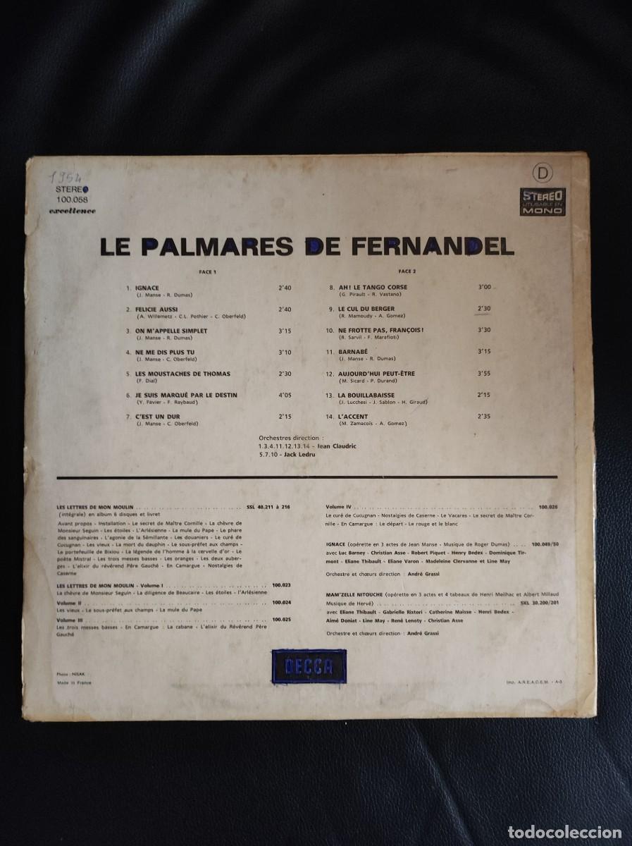 Discos de vinilo: Fernandel &ndash; Le Palmar&egrave;s De Fernandel - 1968 Lp - Foto 2