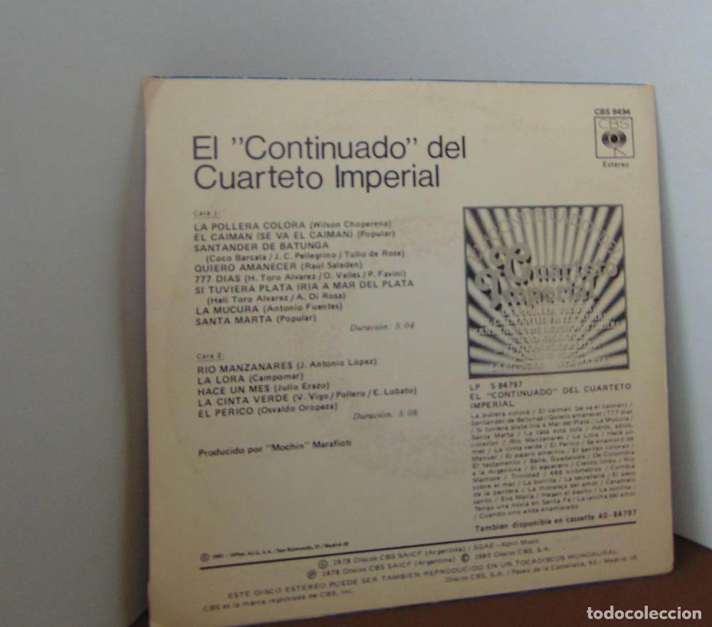 Discos de vinilo: CUARTETO IMPERIAL - EL CONTINUADO --- SINGLE 1980 - Foto 3