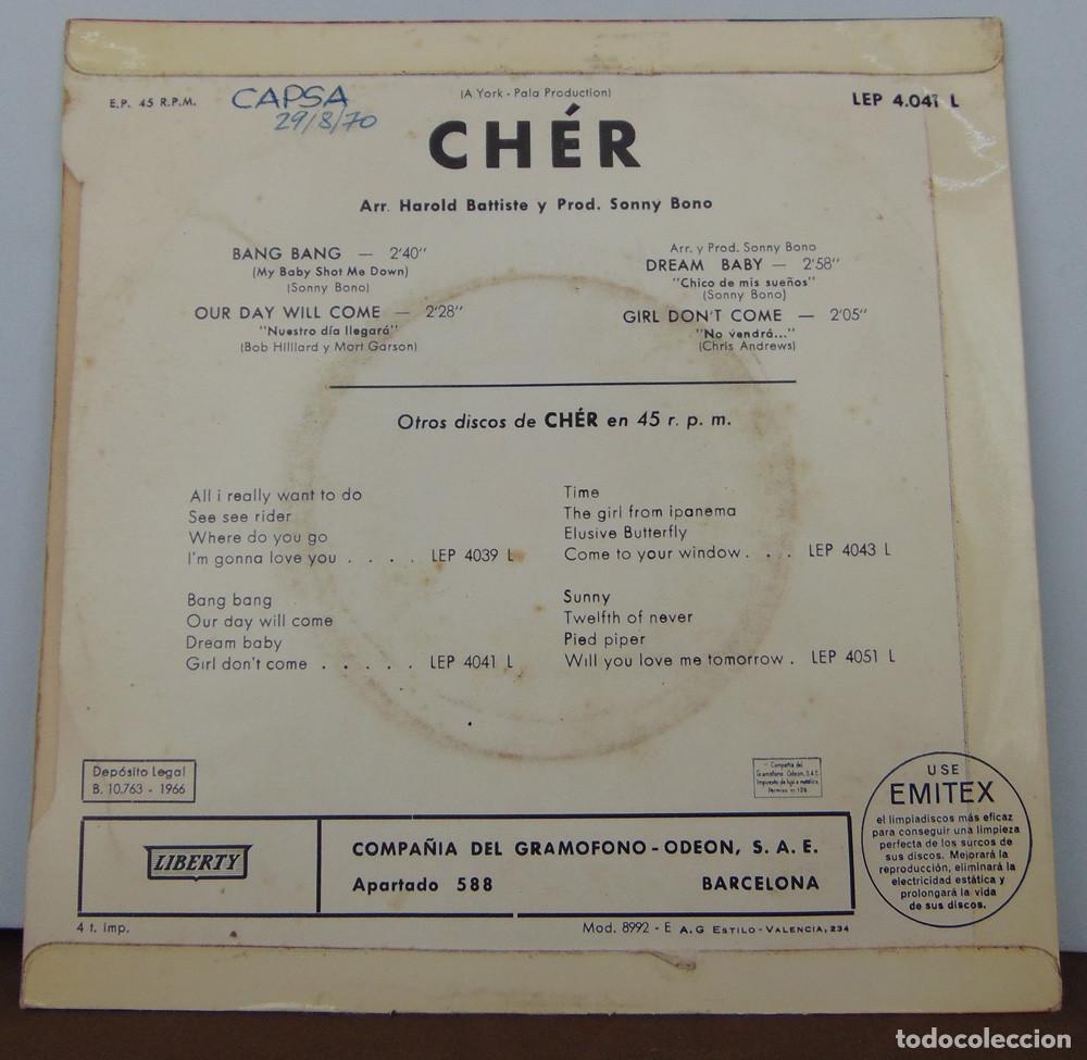Discos de vinilo: CHER - BANG BANG + 3 - EP 1966 - Foto 6