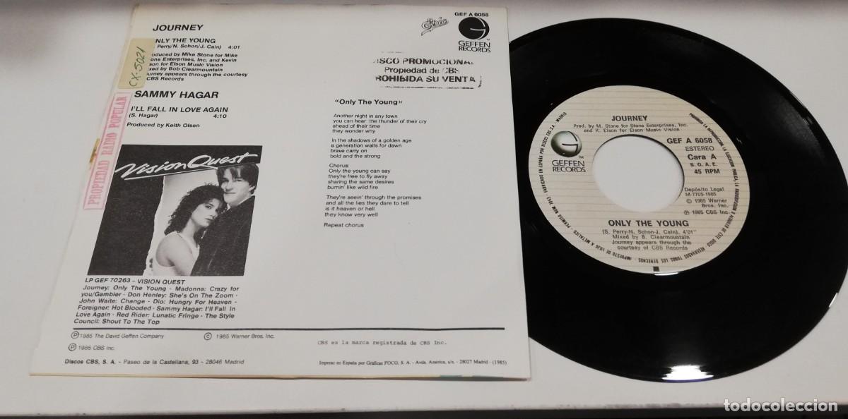 Discos de vinilo: SCO33- Journey - Only The Young (7&rdquo;, Single) - Foto 2