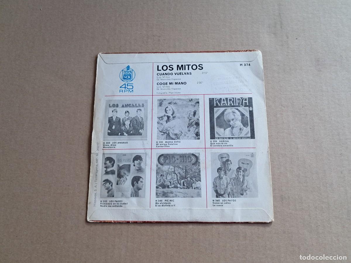 Discos de vinilo: LOS MITOS - CUANDO VUELVAS SINGLE 1968 - Foto 3