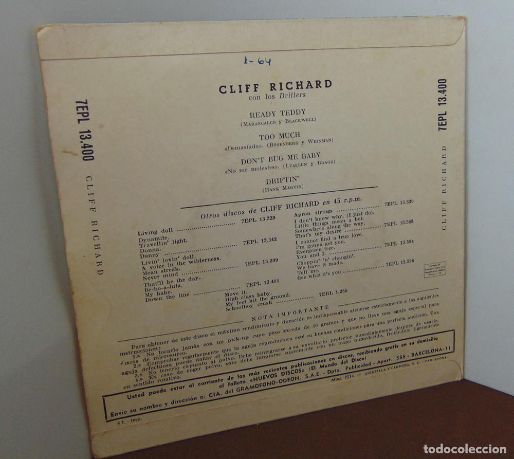Discos de vinilo: Cliff Richard Con Los Drifters &lrm;&ndash; Ready Teddy + 3 - EP 1960 - Foto 4