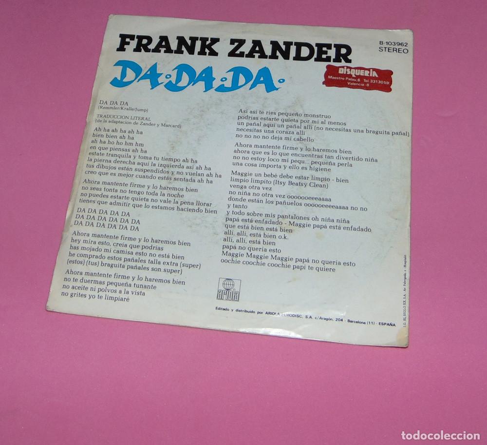 Discos de vinilo: FRANK ZANDER - DA DA DA - SINGLE 1982 - Foto 2