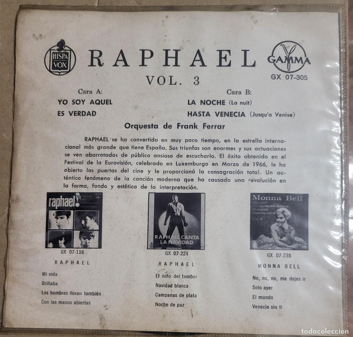 Discos de vinilo: Raphael Ep sello Gamma-Hispavox editado en M&eacute;xico... - Foto 2