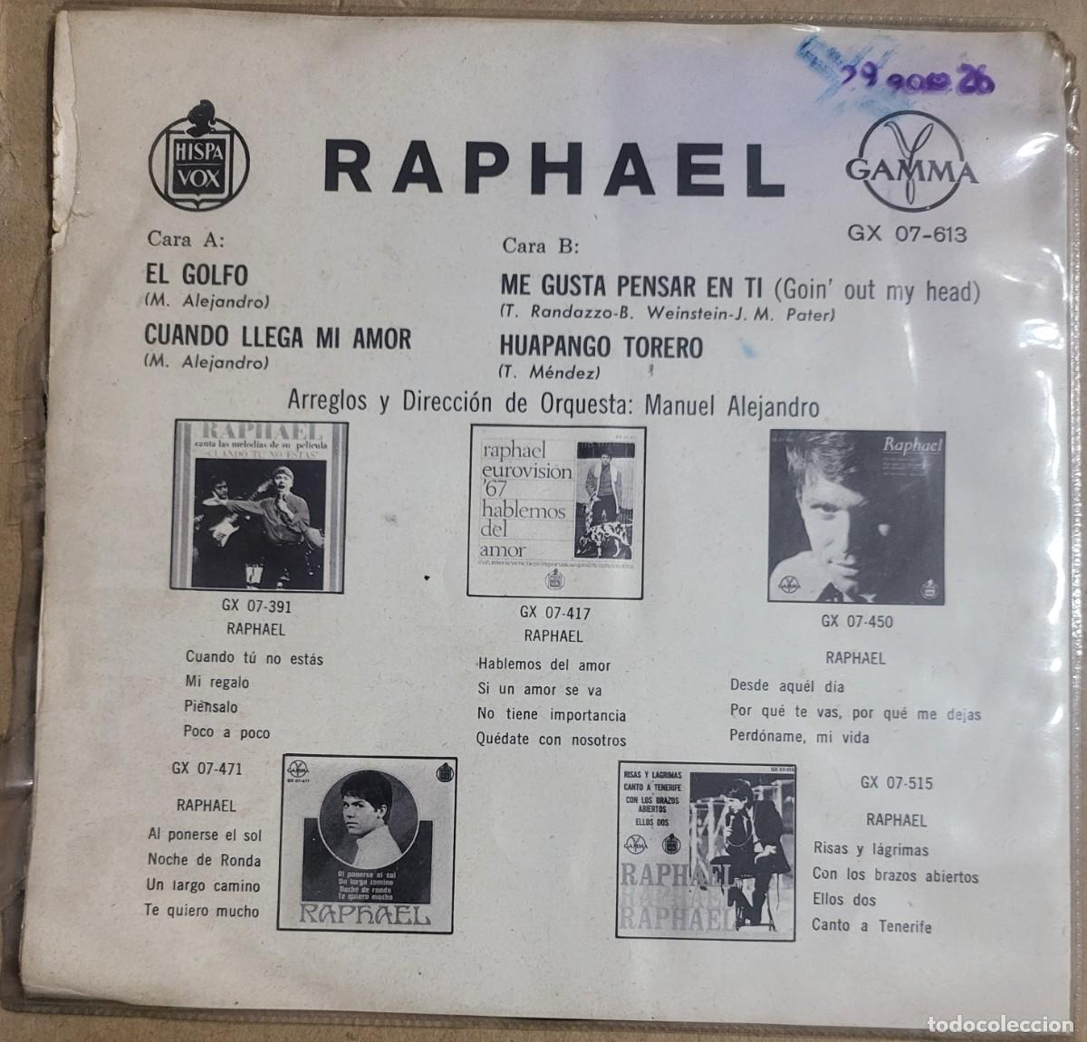Discos de vinilo: Raphael Ep sello Gamma-Hispavox editado en M&eacute;xico... - Foto 2
