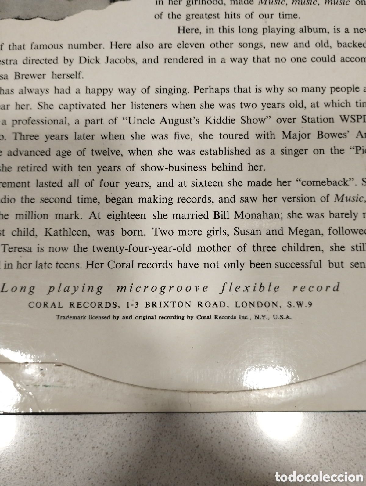 Discos de vinilo: Music Music Teresa Brewer - Foto 3