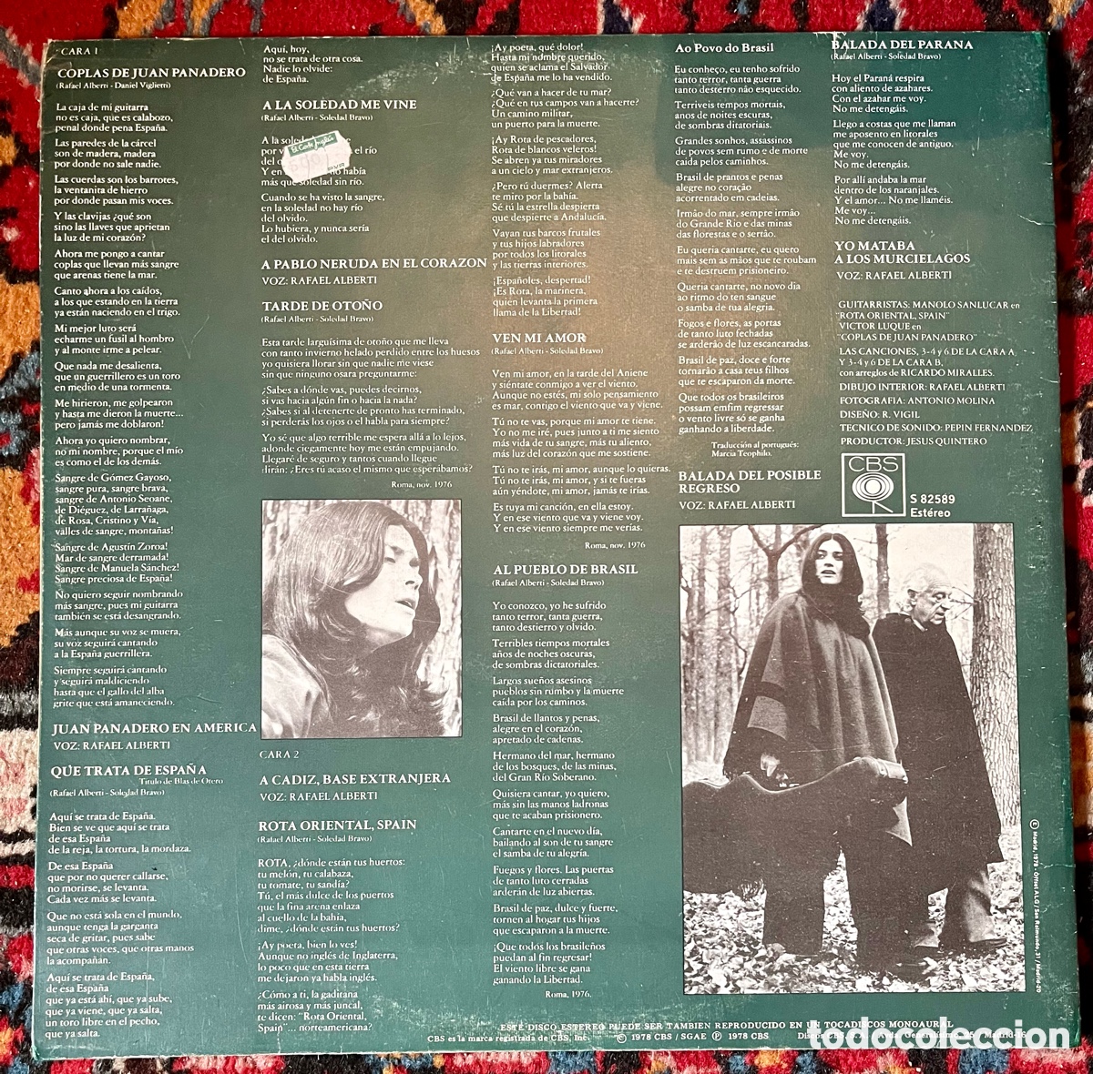 Discos de vinilo: SOLEDAD BRAVO Y RAFAEL ALBERTI 1978 - Foto 2