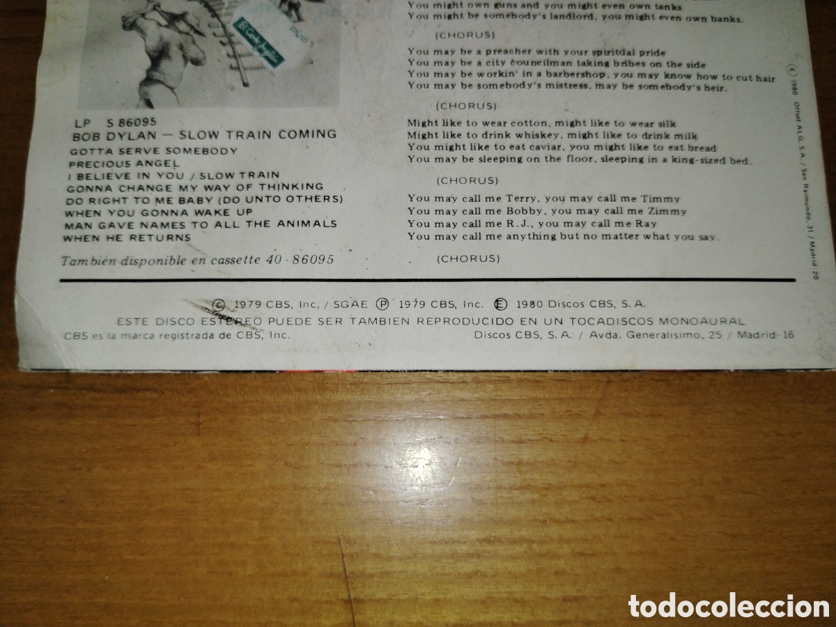 Discos de vinilo: Bob Dylan. Tendr&aacute;s que servir a alguien. Single - Foto 3