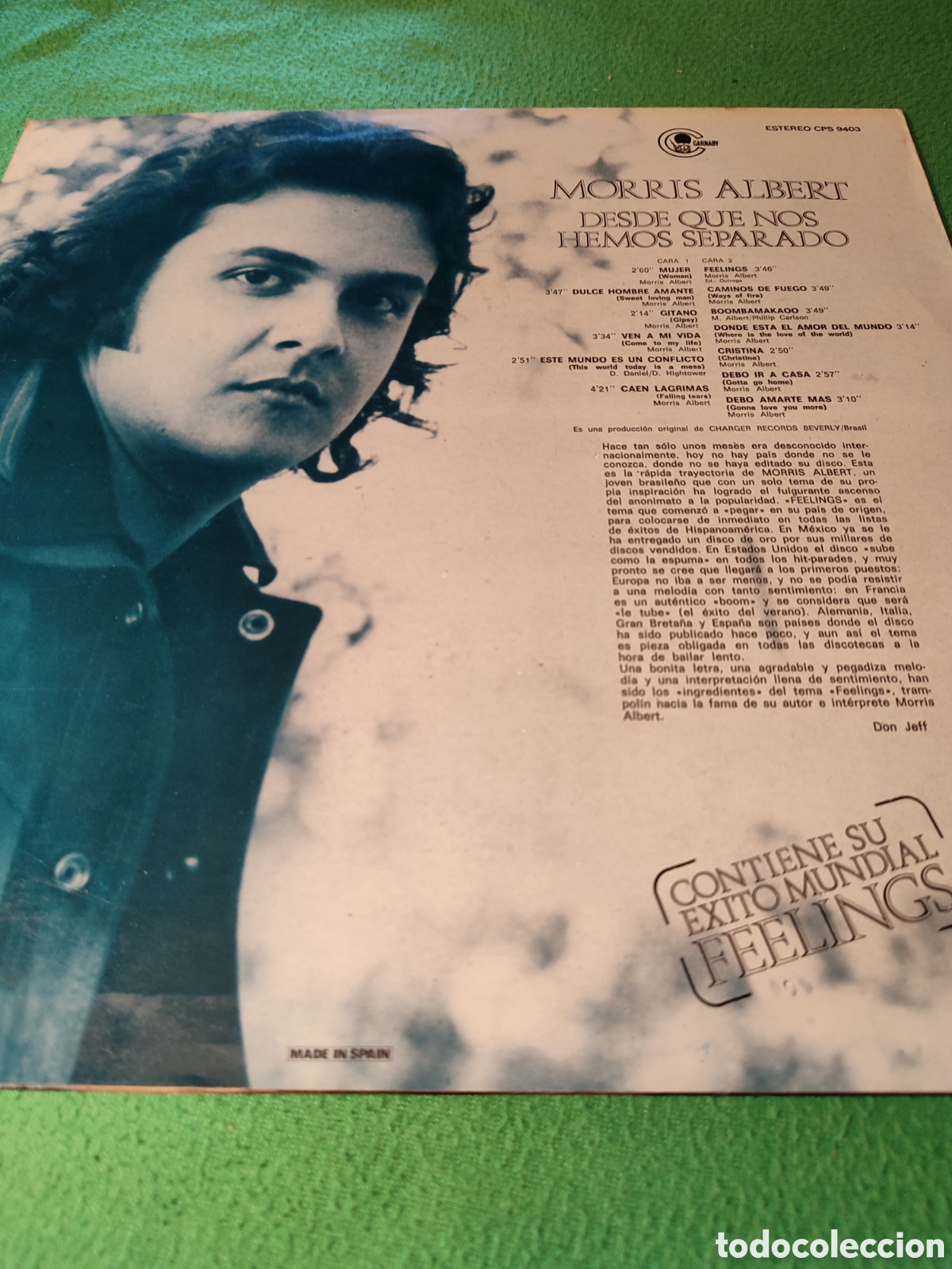 Discos de vinilo: Morris Albert - Feeling vinilo Lp 1975 - Foto 2