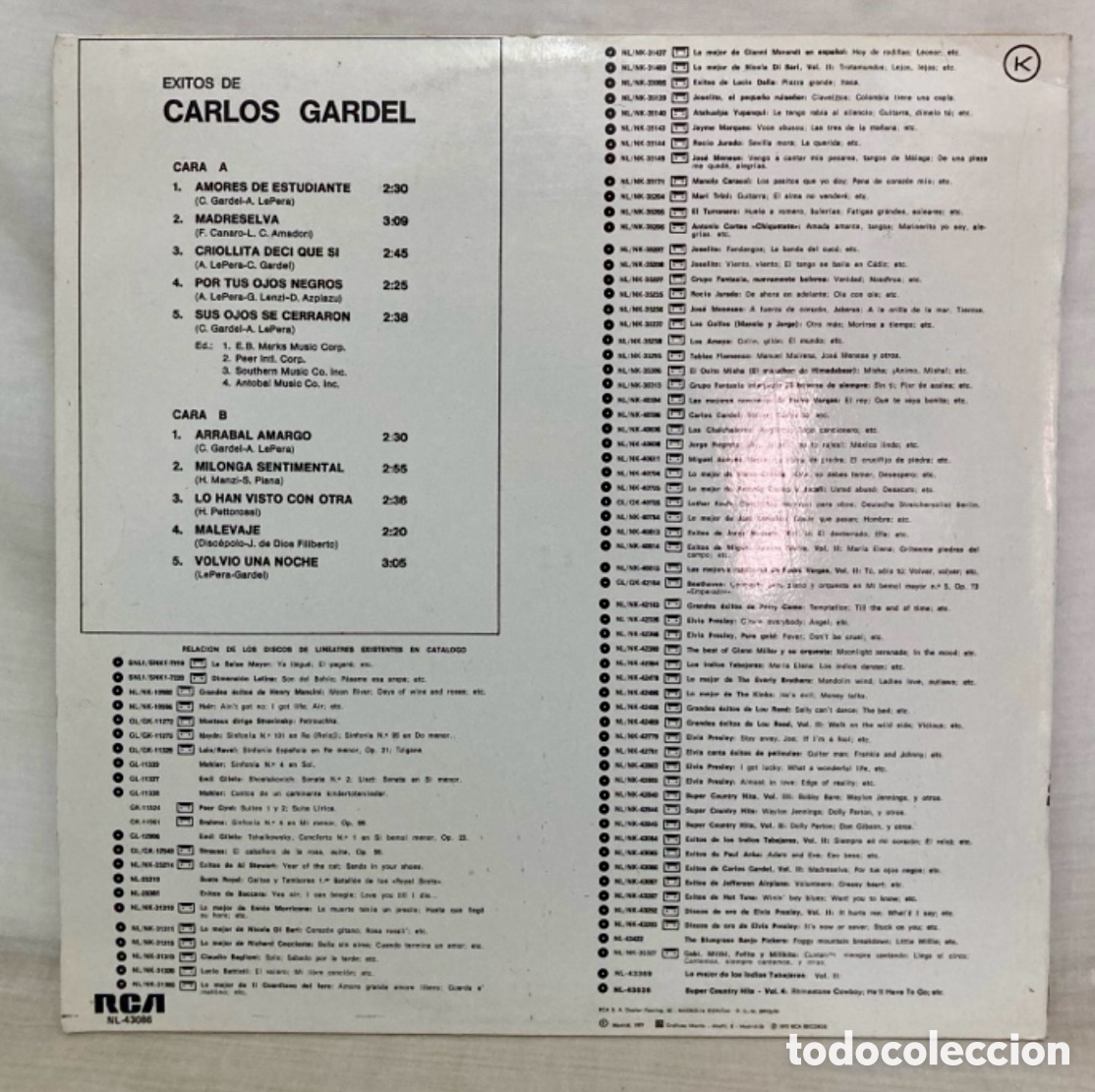 Discos de vinilo: &Eacute;XITOS DE CARLOS GARDEL - Foto 2