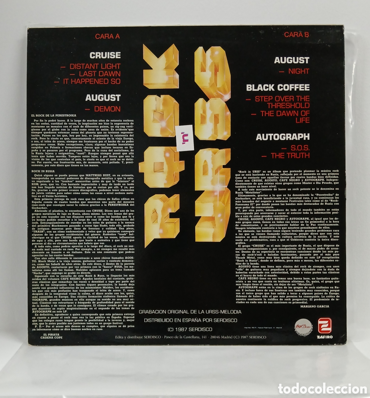 Discos de vinilo: ROCK N URSS LP. COMP. SPAIN . 1987 (VG++) - Foto 2