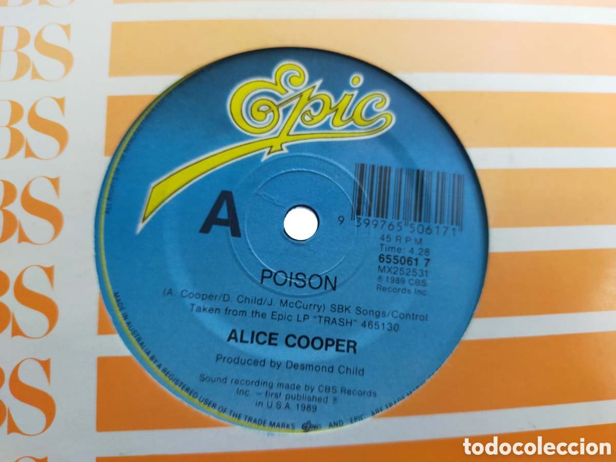 Discos de vinilo: Alice Cooper single poison Australia 1989 - Foto 1